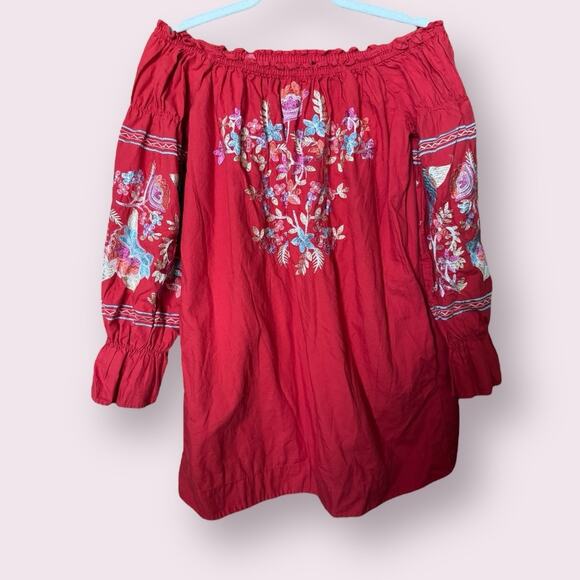 Free People Fleur Du Jour Embroidered Floral Dress in Red - Picture 3 of 7